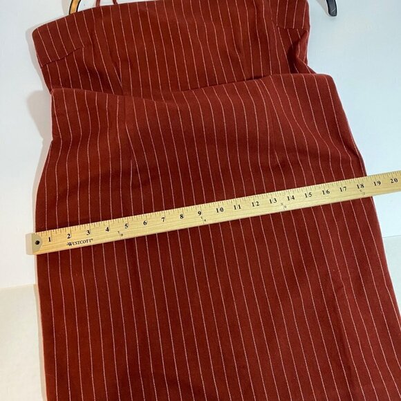 Forever 21 Maroon Pinstripe Fitted Mini Dress with Adjustable Straps Size Large - Picture 6 of 8